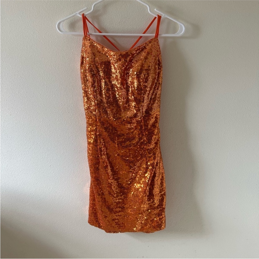 Orange Sequin Party Dress